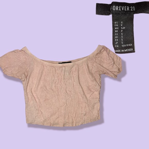 Forever 21 Tops - Cropped Off The Shoulder Nude Top